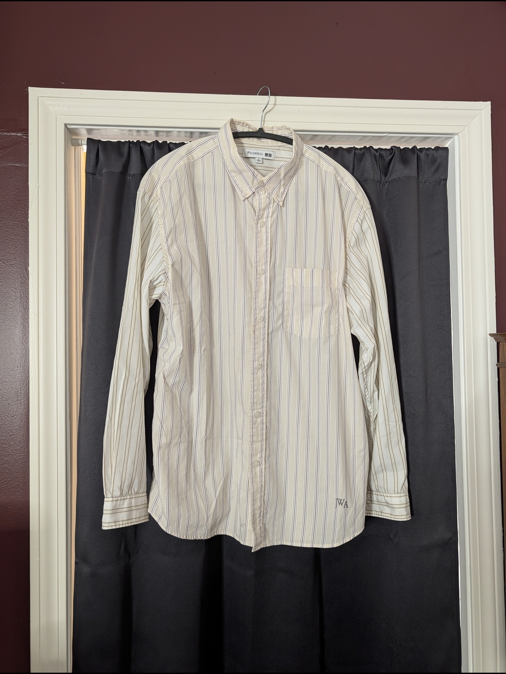 JW ANDERSON X Uniqlo Cream Striped Monogram Logo Button-Down Shirt M
